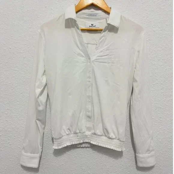 Buttercloth Pre-Tucked Fit White Button Down Shirt Icy Cotton Medium Career - Picture 1 of 5